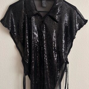 Black Sequin Women's Blouse
